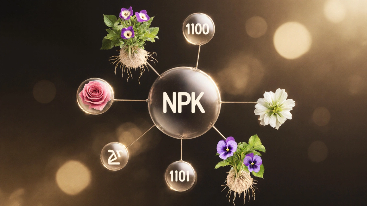 Схема сбалансированного удобрения NPK 10-10-10, питает разные цветы.