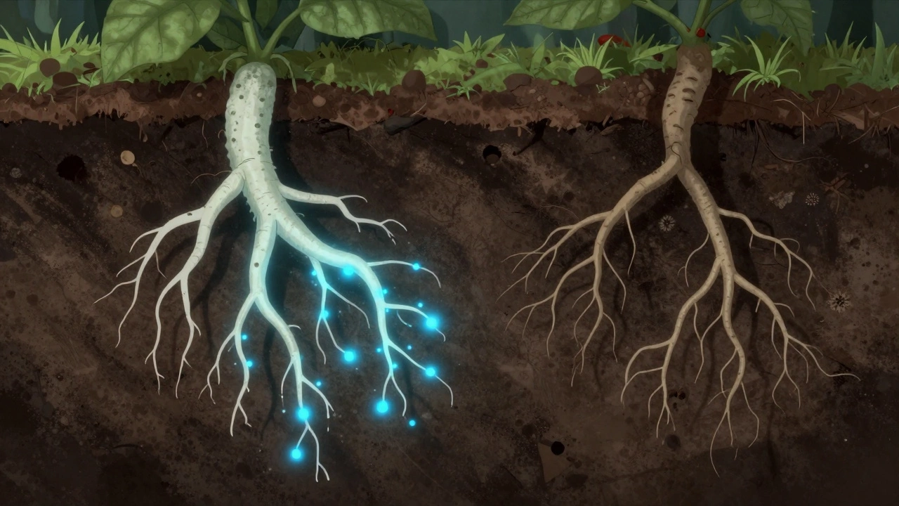 Схематичное изображение борьбы корней огурца и томата за азот в почве